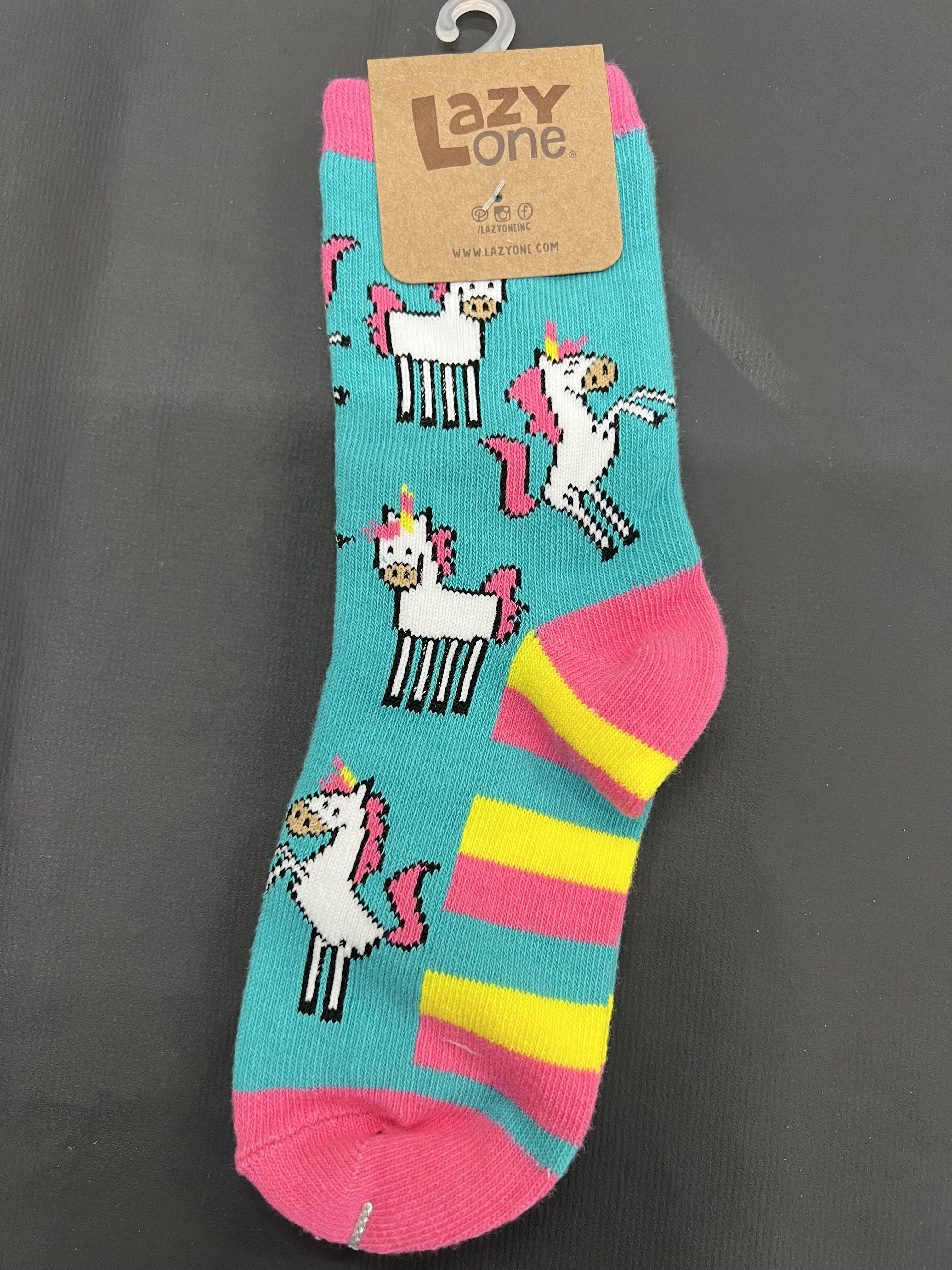 Kids Rainbow Crew Socks in Pink