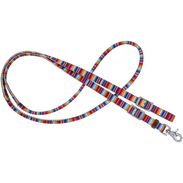 Tough1 Rainbow Stripe Nylon Rolled Reins