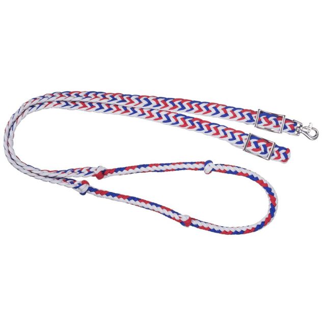 Tough 1 - Deluxe Knotted Cord Roping Reins With Snap (Multiple Colors Available)