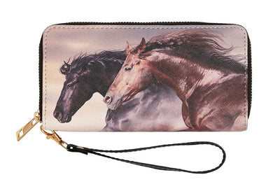 AWST Int'l "Lila" Two Horse Heads Clutch Wallet