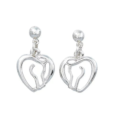 AWST Int'l Horse Head Heart Earrings with Horse Head Giftbox