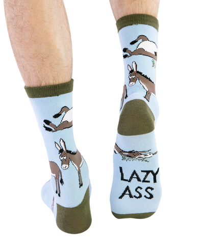 Lazy One - Lazy A$$ Donkey Blue Crew Sock (Multiple Sizes)