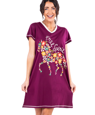 Free Spirit Women's Horse V-Neck Nightshirt