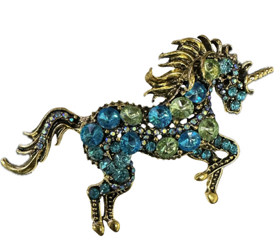 Vintage Horse/unicorn Shaped Rhinestone Brooch