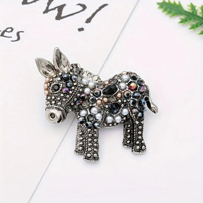 Vintage Black Donkey Brooch