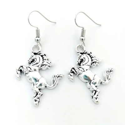 Rearing Horse Earrings (Silver)