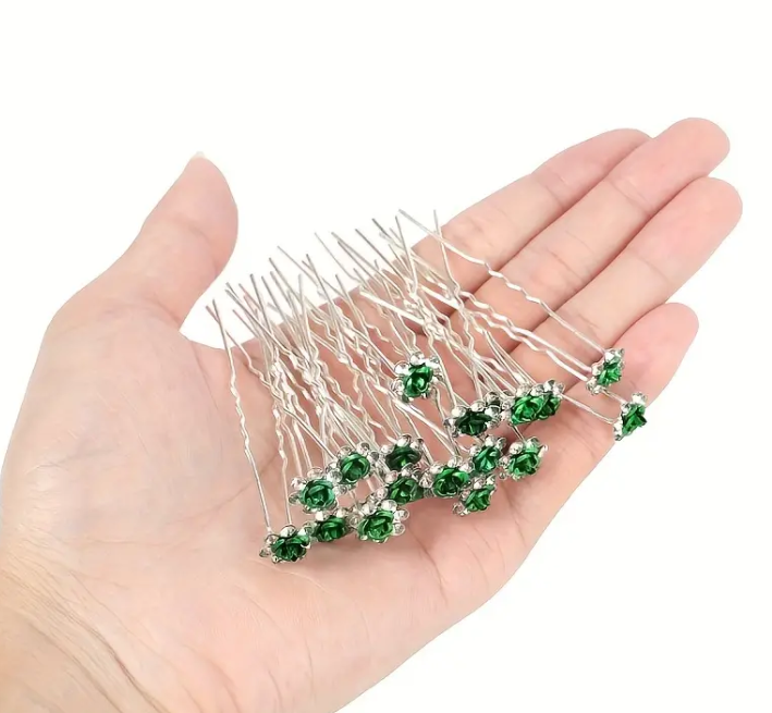 Colored Metallic Flower Hair Pins