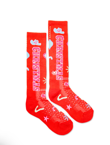 Cowgirl Christmas Red Performance Socks