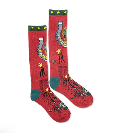 Fringe Lucky Horseshoe Red Performance Socks