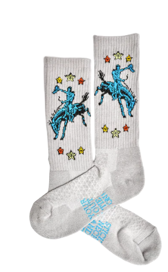 Fringe Long Live Grey Western Cowboy Performance Socks