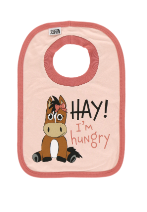 LazyOne - Hay I'm Hungry Pink Infant Horse Bib