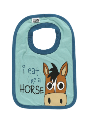 LazyOne -  Eat Like a Horse Blue Infant Bib