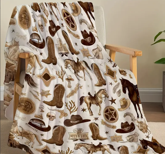 Soft Brown Western Blanket