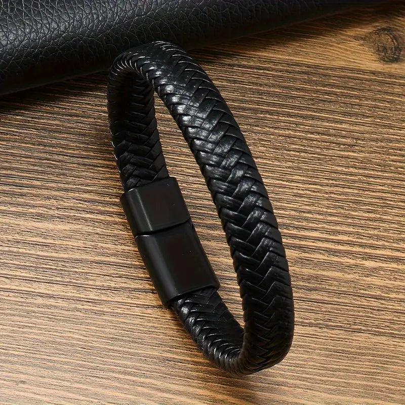 Men's Leather Braided Bracelet