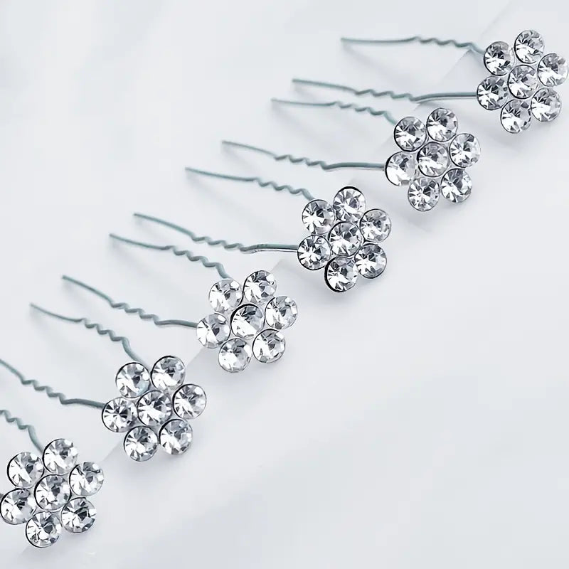 Diamond Flower Hair Pins