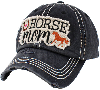 "Horse Mom" Washed Vintage Hat (Multiple Colors Available)