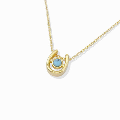 Gold Lucky Horshoe Charm Necklace