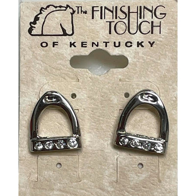 The Finishing Touch - Stirrup Earrings With Crystal Stone (Silver)