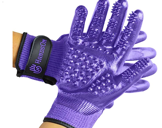 Pet Grooming Gloves (Purple, Small)