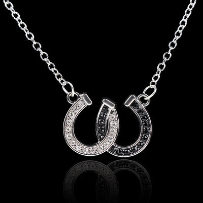 Rhinestone double horseshoe necklace