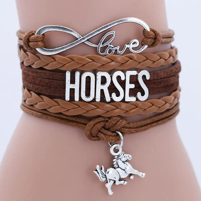 Infinity Love Horse Bracelet (Black Or Brown)