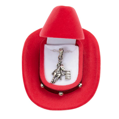 Barrel Racer Necklace with Colorful Cowboy Hat Giftbox