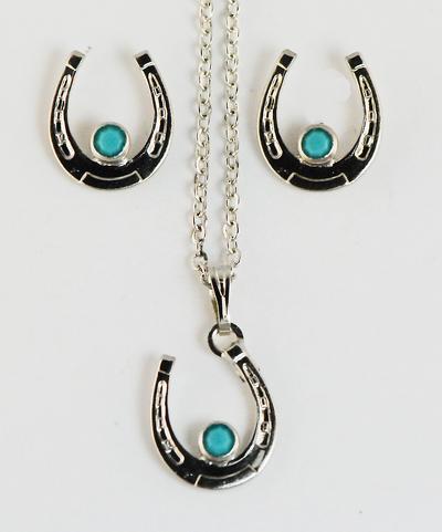 The Finishing Touch Horseshoe with Imitation Turquoise Stone Set