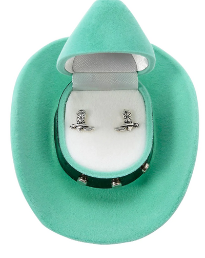 AWST Int'l Cowboy Boot Earrings W/Colorful Cowboy Hat Giftbox