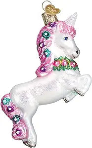 Old World Christmas - Glass Blown Ornament Prancing Unicorn