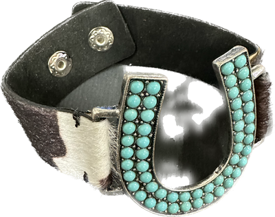 Cowhide Leather Horseshoe Bracelet (Multiple Colors Available)