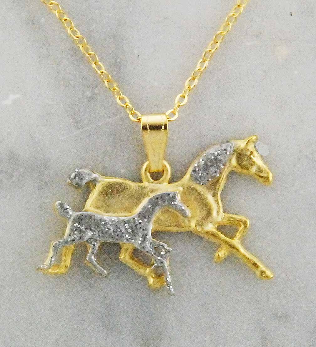 The Finishing Touch - 14K Gold Plated Mare and Foal Necklace