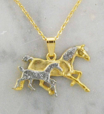 The Finishing Touch - 14K Gold Plated Mare and Foal Necklace