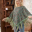 Montana West - Turquoise Leopard Fringe Poncho