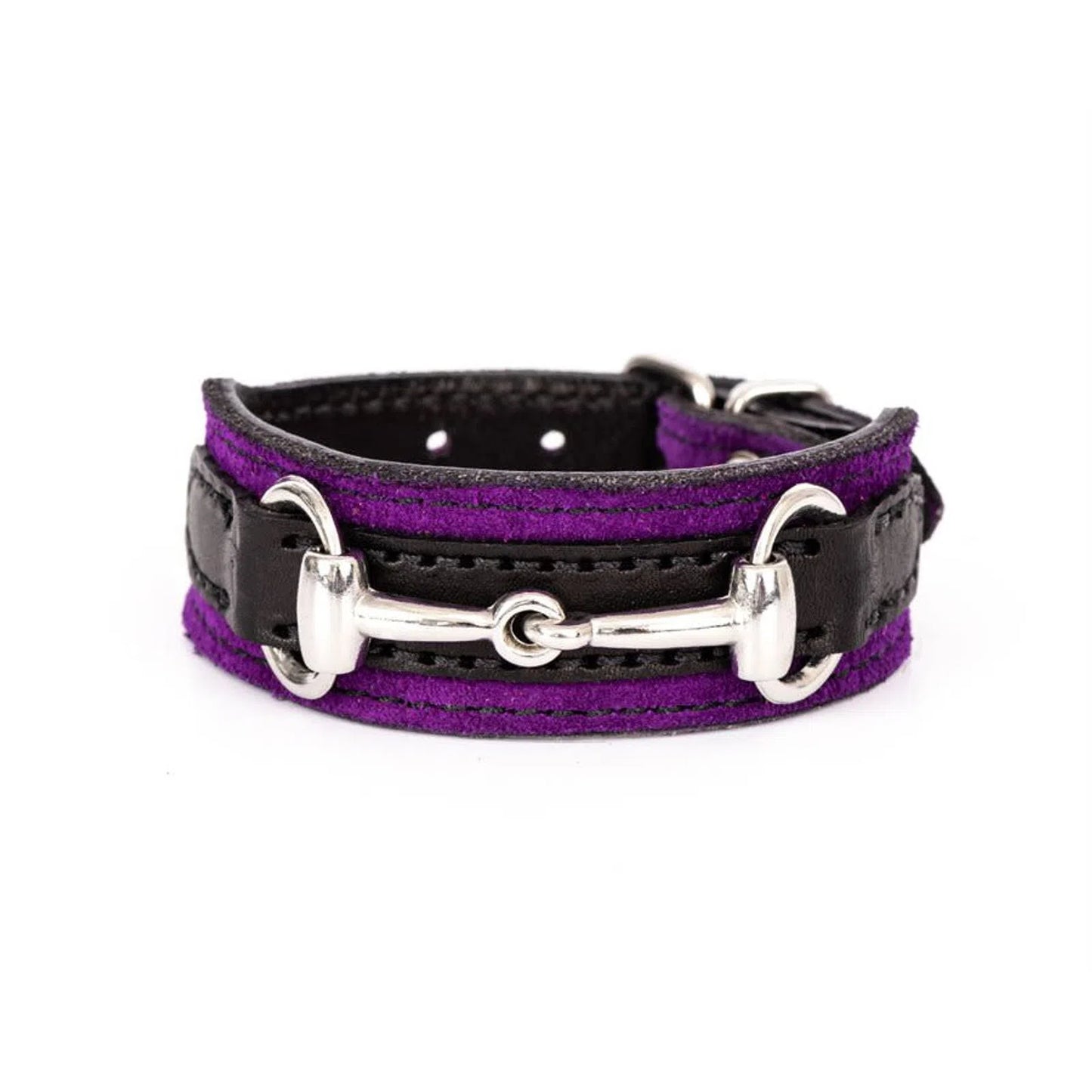 Perri's Bit Bracelet Suede w/Leather Overlay - Silver/Black/Purple