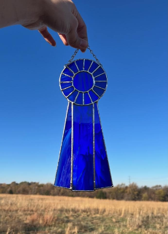 Handmade Stained Glass Ribbon (Blue and Champion Tri-Color Available)