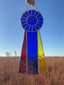 Handmade Stained Glass Ribbon (Blue and Champion Tri-Color Available)