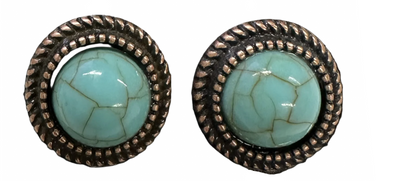 Turquoise Stud Earrings (Silver Or Copper)