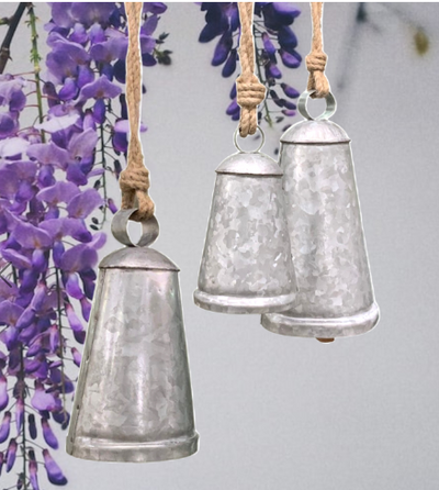 Set of 3 Sun Temple Bells-Galvanized