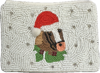 Christmas Bead Santa Horse Coin Purse