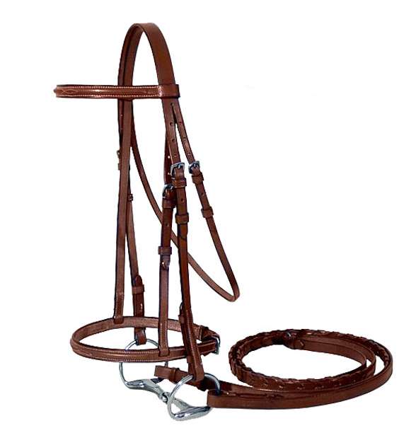 Paris Tack - Raised Fancy Stitch Leather English Schooling Bridle With Laced Reins