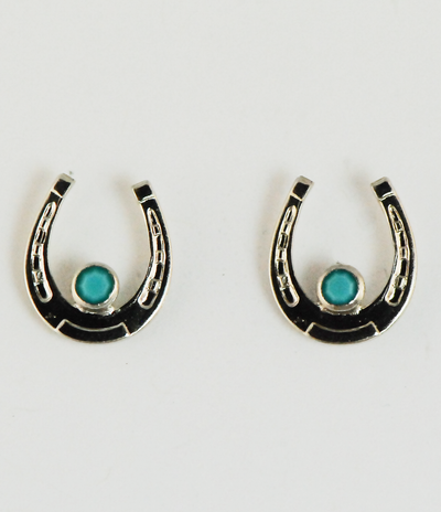 The Finishing Touch Horseshoe with Imitation Turquoise Stone Earrings