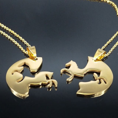 2 Piece Horse Cutout Friendship Necklace