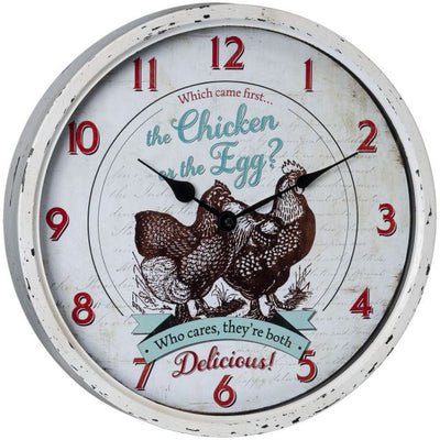 Iron & Glass Chicken Wall Clock