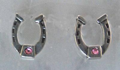 The Finishing Touch - Horseshoe Birthstone (July/Pink) Earrings