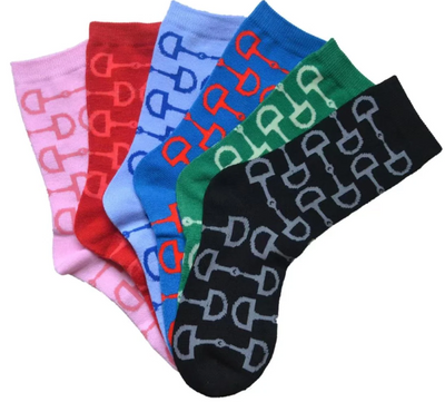 AWST Int'l Ladies "Lila" Snaffle Bits Crew Socks (Multiple Colors Available)