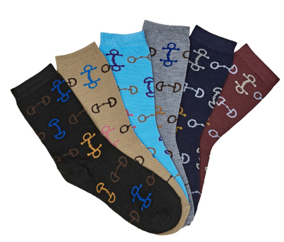 AWST Int'l Ladies' "Lila" Snaffle Bits Crew Socks (Multiple Colors Available)