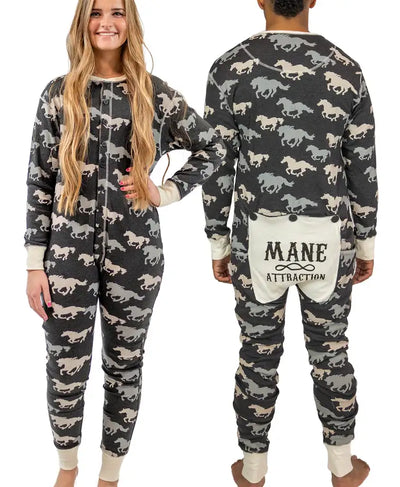 Lazy One Mane Attraction Adult Horse Onesie Flapjack (Large)