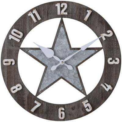 Metal and Wood Star Wall Clock